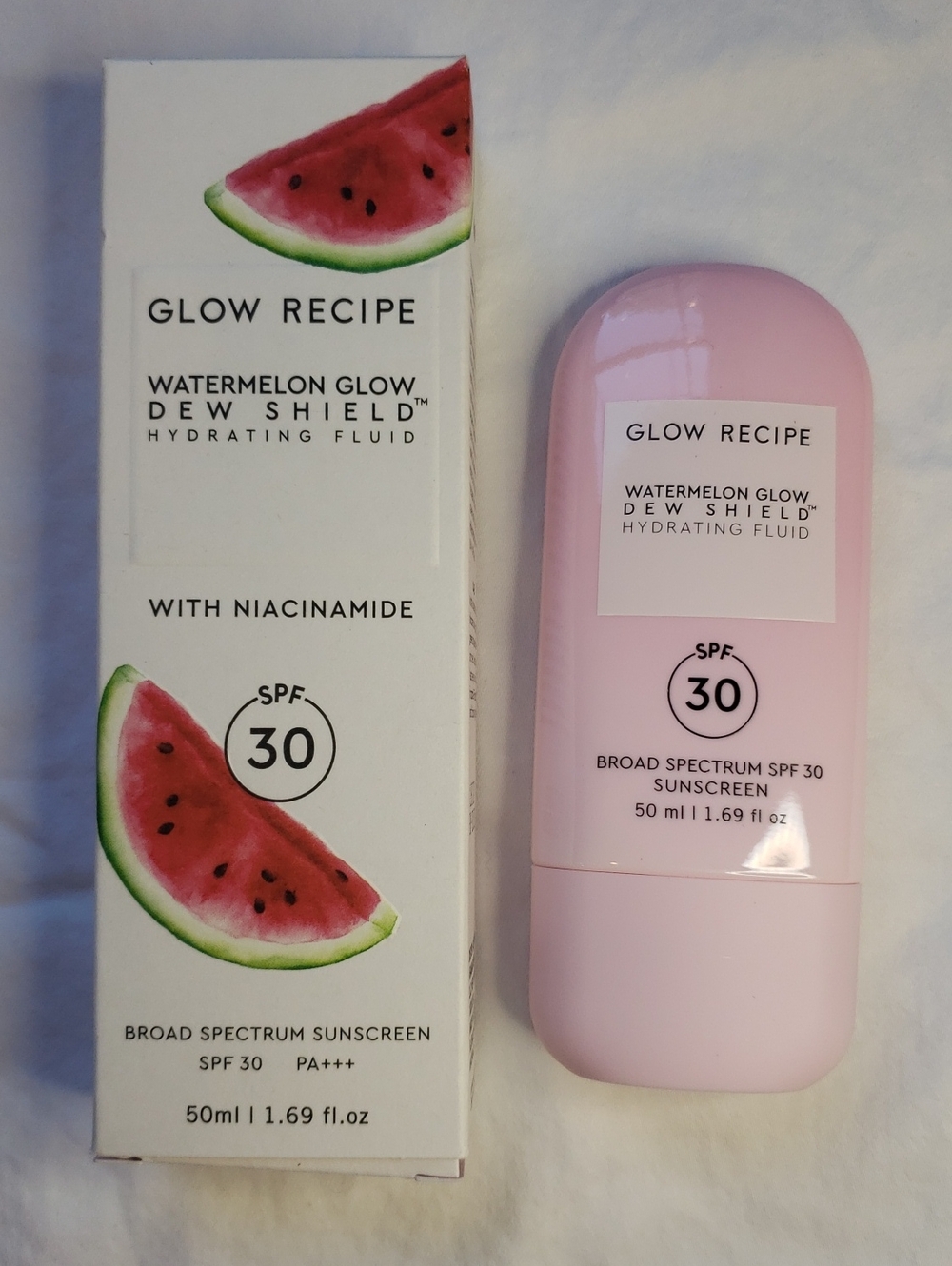 Glow Recipe  Dew Shield SPF 30 Hydrating Fluid Sunscreen. Watermelon Glow
